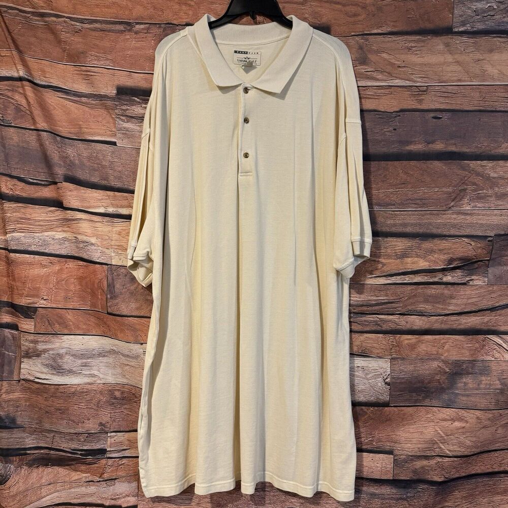Natural Issue Polo Shirt Mens 4XLT 4XGL Cream Beige Short Sleeve 100% Cotton